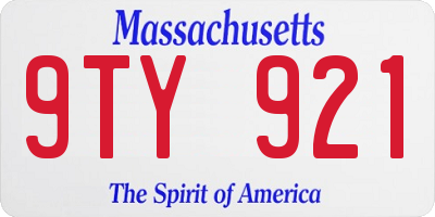 MA license plate 9TY921
