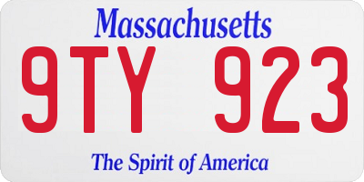 MA license plate 9TY923
