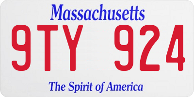 MA license plate 9TY924