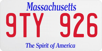 MA license plate 9TY926