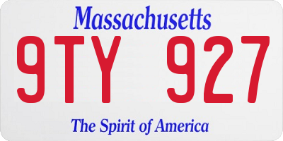MA license plate 9TY927