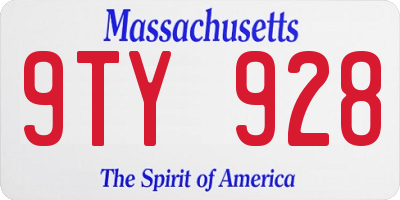MA license plate 9TY928