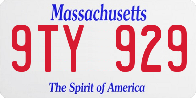 MA license plate 9TY929