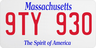 MA license plate 9TY930