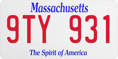 MA license plate 9TY931