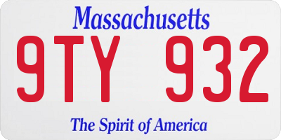 MA license plate 9TY932