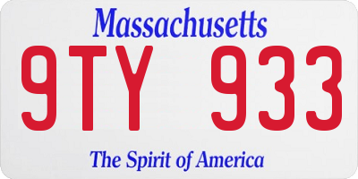 MA license plate 9TY933