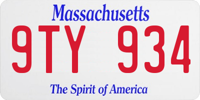 MA license plate 9TY934