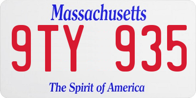 MA license plate 9TY935