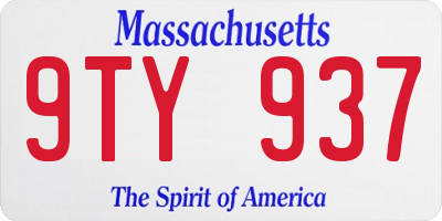 MA license plate 9TY937