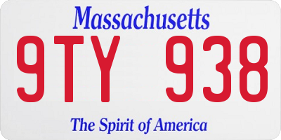 MA license plate 9TY938