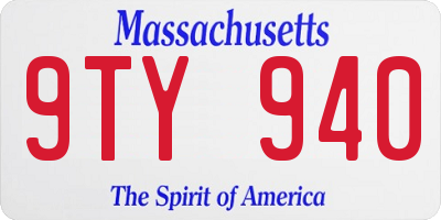 MA license plate 9TY940