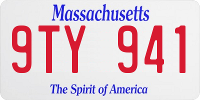 MA license plate 9TY941