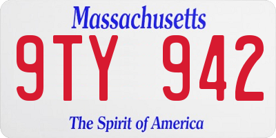 MA license plate 9TY942