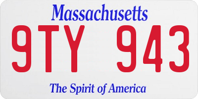 MA license plate 9TY943