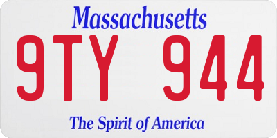 MA license plate 9TY944