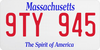 MA license plate 9TY945