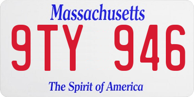 MA license plate 9TY946