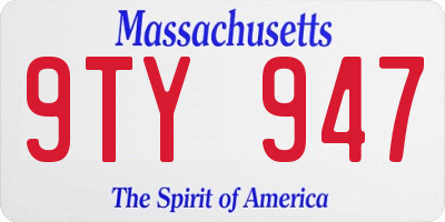 MA license plate 9TY947