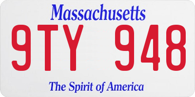 MA license plate 9TY948