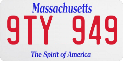 MA license plate 9TY949