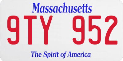 MA license plate 9TY952