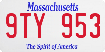 MA license plate 9TY953