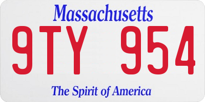 MA license plate 9TY954