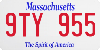 MA license plate 9TY955