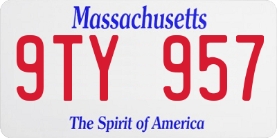 MA license plate 9TY957