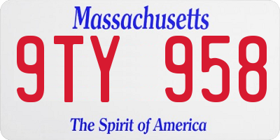 MA license plate 9TY958