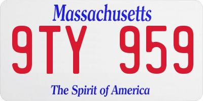 MA license plate 9TY959