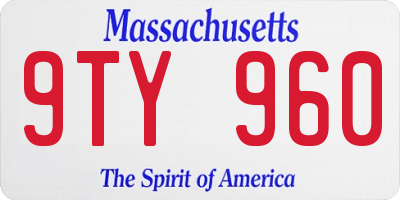 MA license plate 9TY960