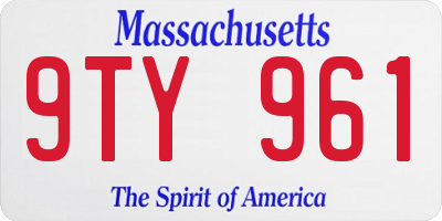 MA license plate 9TY961