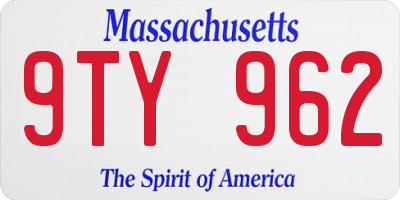 MA license plate 9TY962