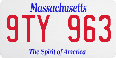 MA license plate 9TY963