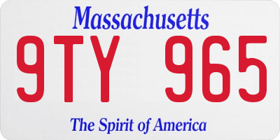 MA license plate 9TY965