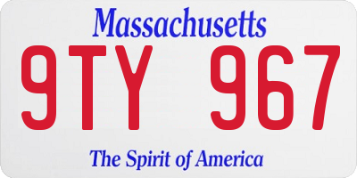 MA license plate 9TY967