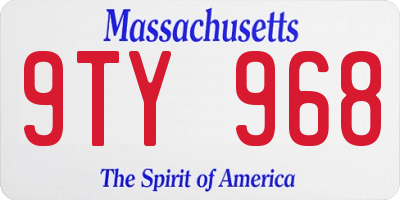 MA license plate 9TY968