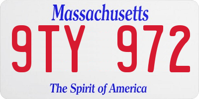 MA license plate 9TY972
