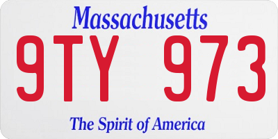 MA license plate 9TY973