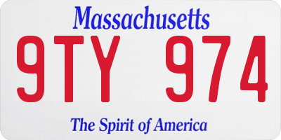 MA license plate 9TY974