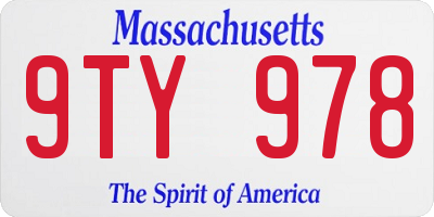 MA license plate 9TY978