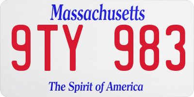 MA license plate 9TY983