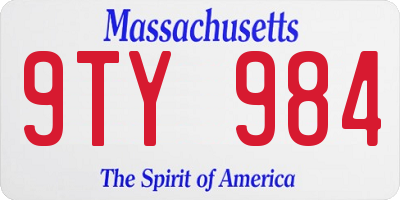 MA license plate 9TY984