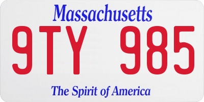MA license plate 9TY985