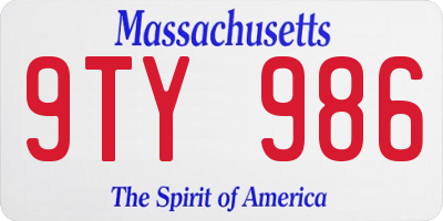 MA license plate 9TY986