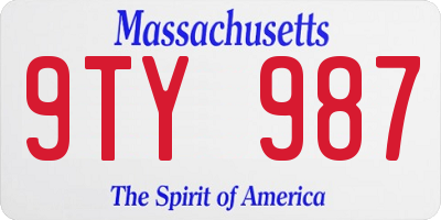 MA license plate 9TY987