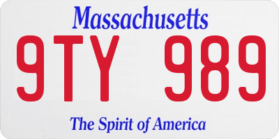 MA license plate 9TY989
