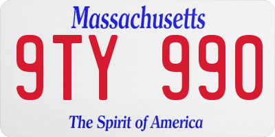 MA license plate 9TY990